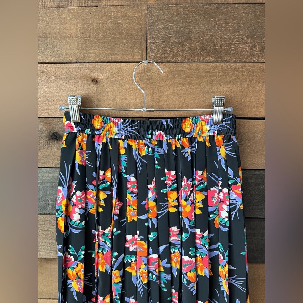 Vintage 90s Chaus Petites Floral Pleated Mini Skirt Elastic Back Waist - Picture 3 of 14
